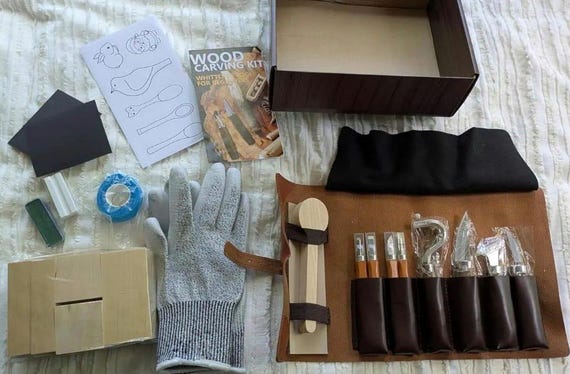 Wood Carving Kit for Beginners Adults Kids – Deluxe Whittling Tools Set with Leather Case | DIY Woodworking Craft Gift for Men Teens