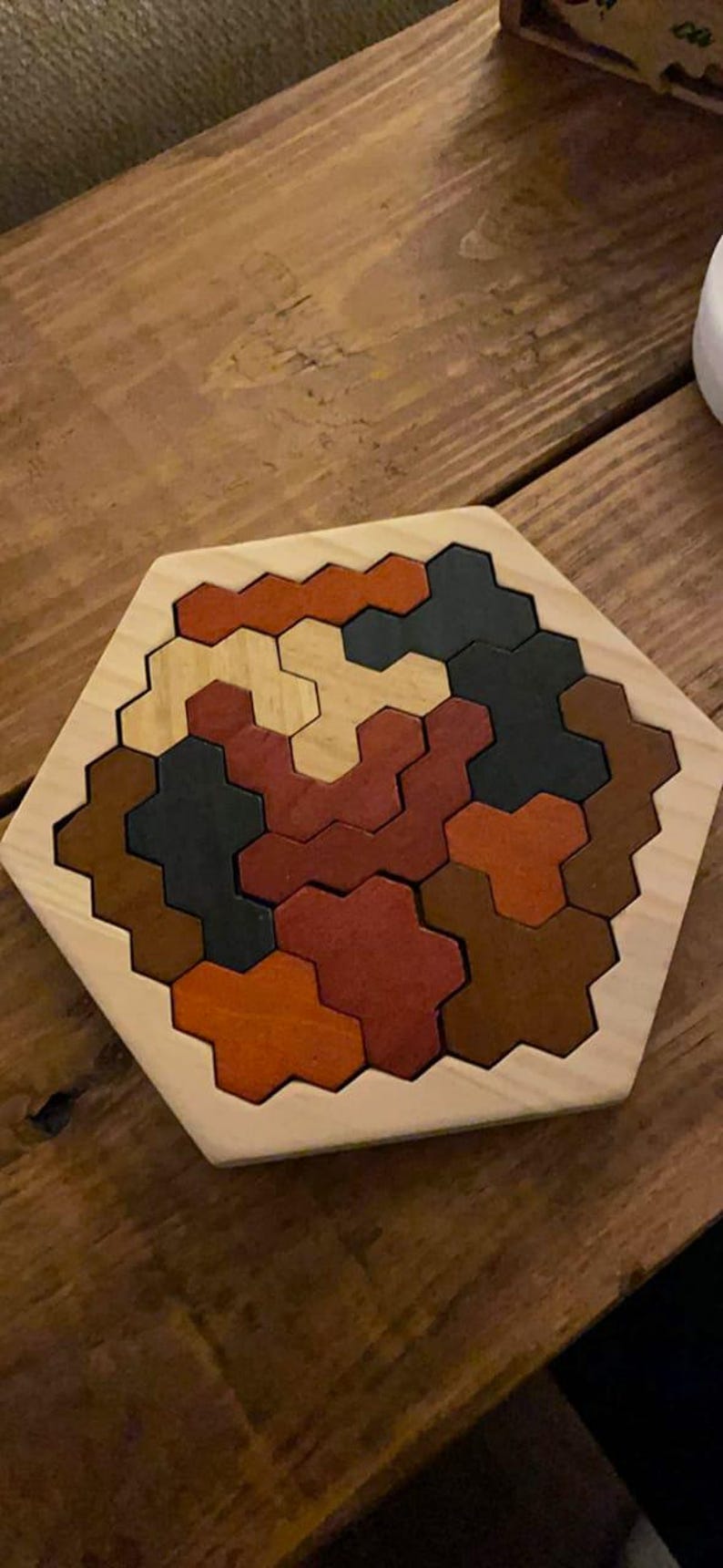 Wooden Hexagon Tangram Puzzle for Kids & Adults – Montessori STEM Logic ...