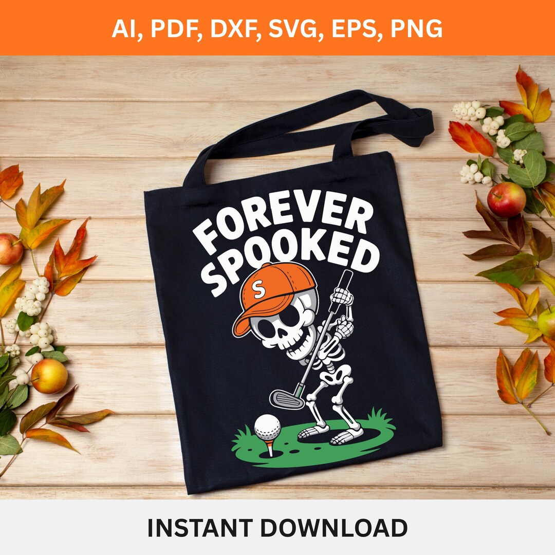 Funny Skeleton Golfer SVG: Halloween Golfing Skull Design (digital File ...