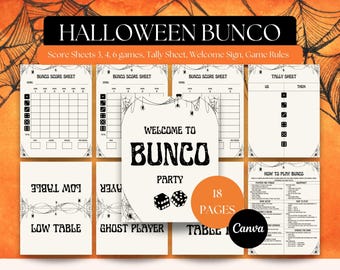 Halloween Bunco Bundle, Spooky Fall Game Night, Halloween Party Games, Editable Canva