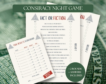 Conspiracy Theory Trivia, True or False Game Activity, Printable Mystery Night, PowerPoint Party