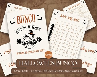 Halloween Bunco Bundle, Witches Bunco Party Set, Printable Score Sheets, Game Night