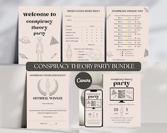 Verschwörungs-Präsentation, Party-Kit, Power Point Night Games, Top Secret Invite, Canva Bundle