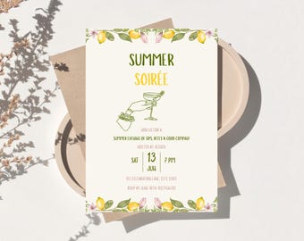 Zitronen Sommer Soirée Einladung, Zitrus Cocktail Party Canva Vorlage