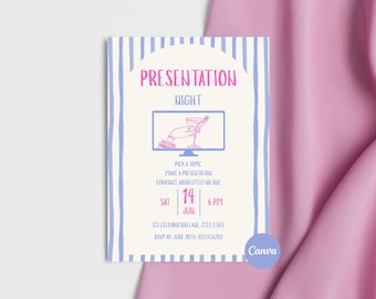 Mädchen Präsentation Nacht Einladung, Damen Party einladen, bearbeitbare Canva Vorlage für Friends Night