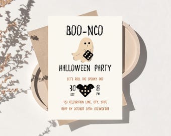 Halloween Bunco Invitation, Bunco Party, Editable Canva Template