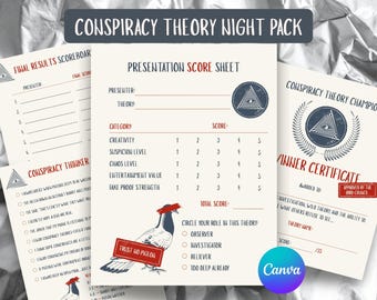 Conspiracy Theory Presentation Game Night Kit, PowerPoint Party Score System