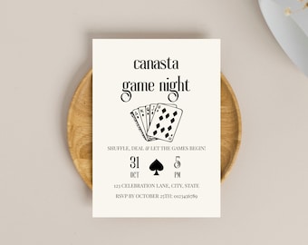 Canasta Party Invitation, Card Game Invite, Editable Canva Template, Ladies Night Evite