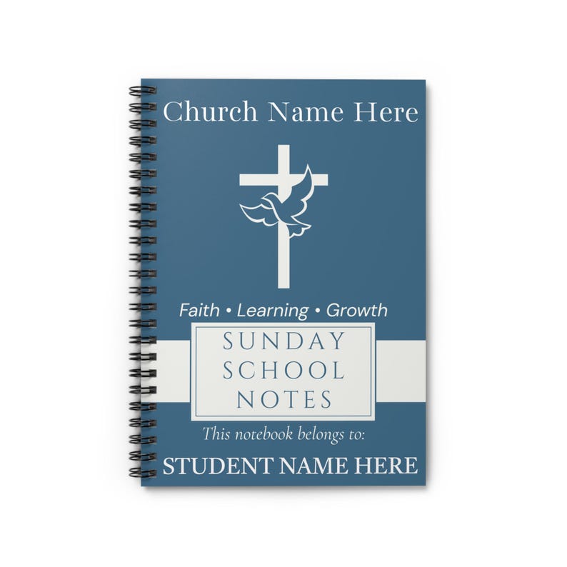 Sunday Service Notebook Personalized Sunday School Notebook – Christian Student Journal, Faith ...