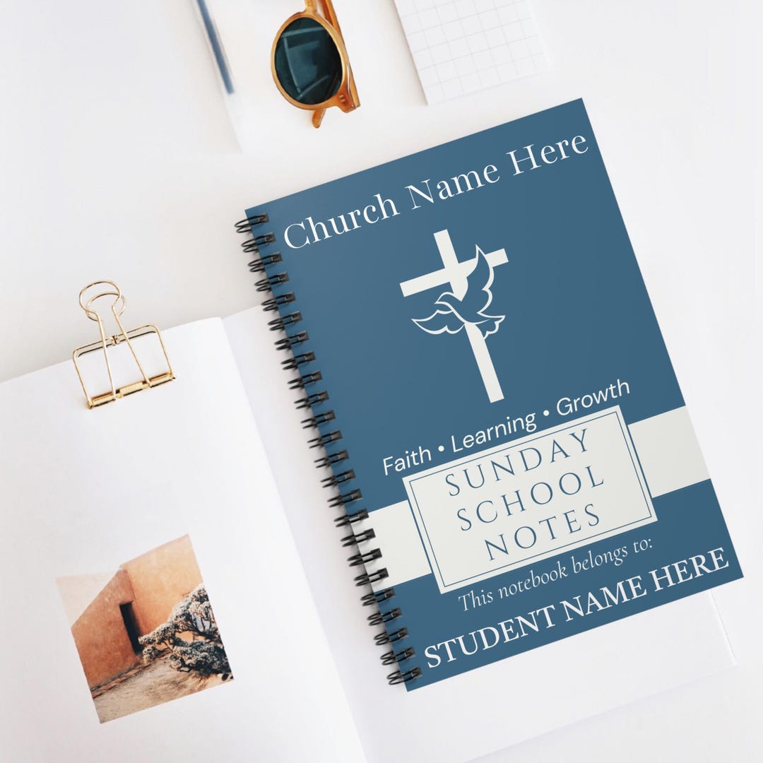 Sunday Notebook Personalized Sunday School Notebook – Christian Student Journal, Faith ...