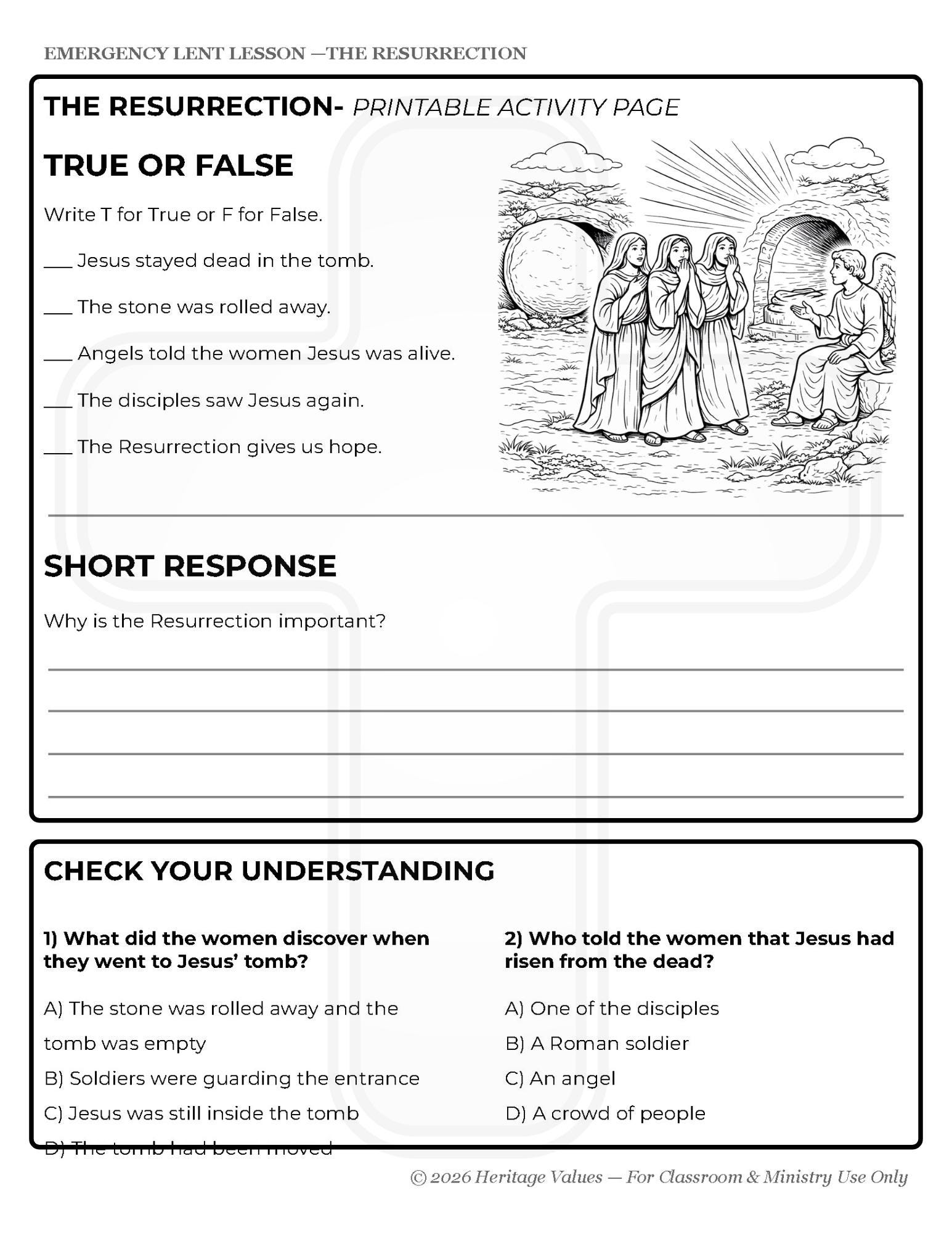 Resurrection of Jesus Easter Lesson | Sunday School Bible Activity ...
