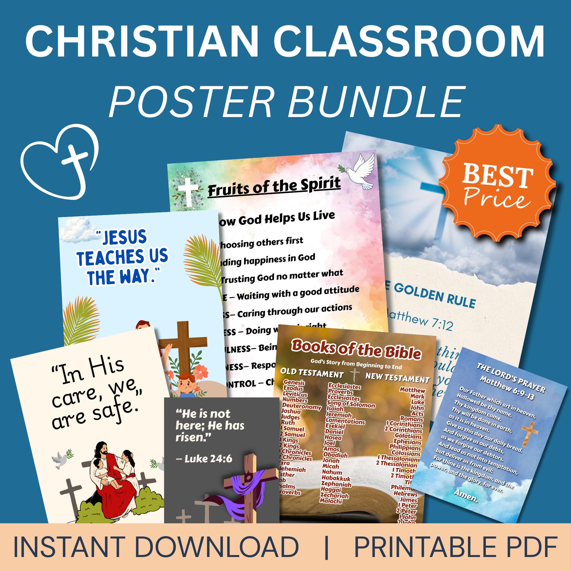Christian Classroom Poster Bundle | Sunday School Decor (instant ...