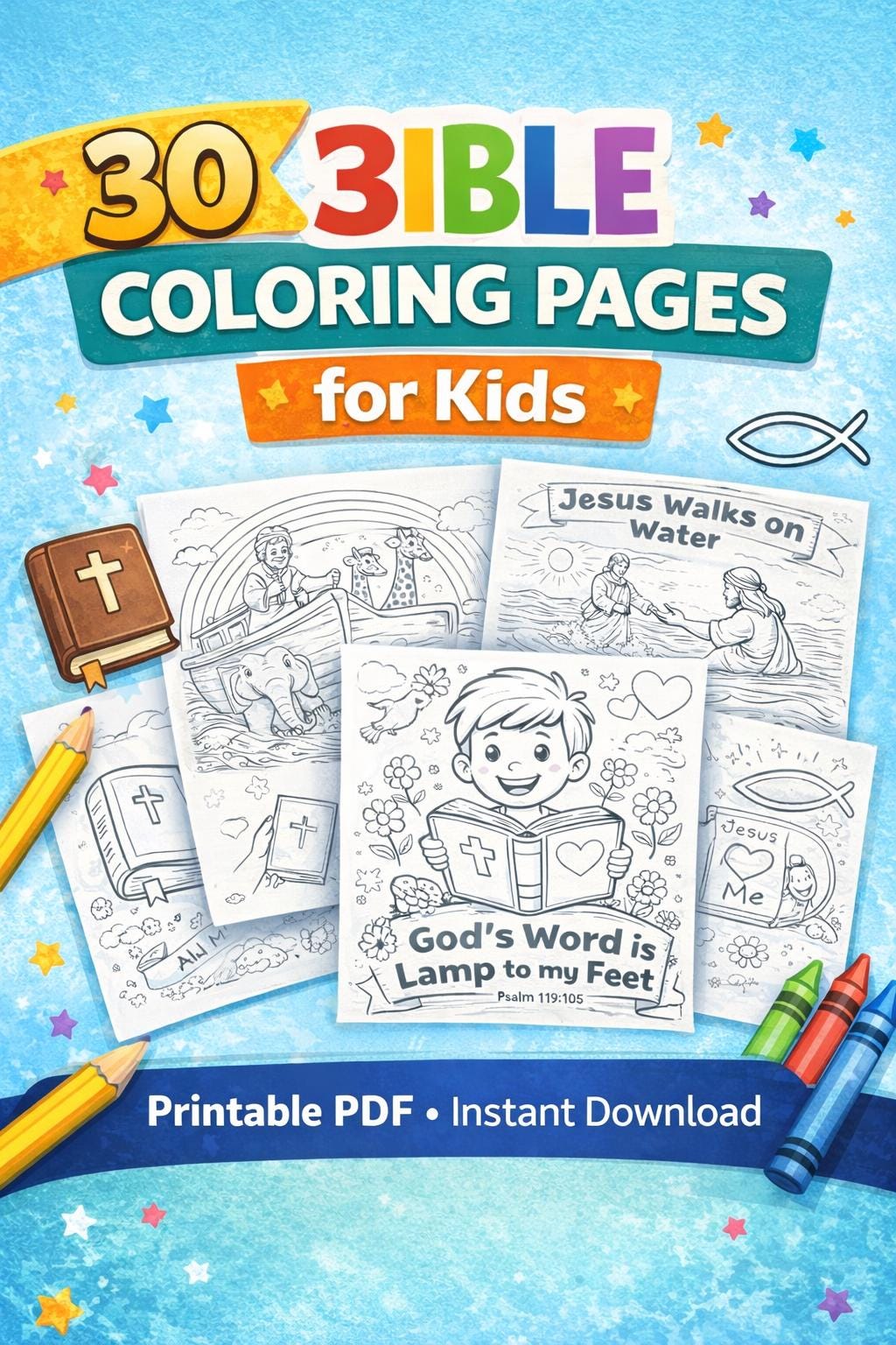 30 Bible Coloring Pages for Kids | Printable Christian Coloring Book ...
