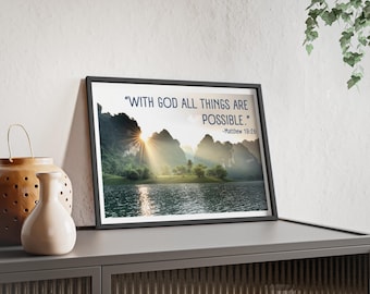 Christian Wall Art - Matthew 19:26 Scripture Print, Faith Home Decor