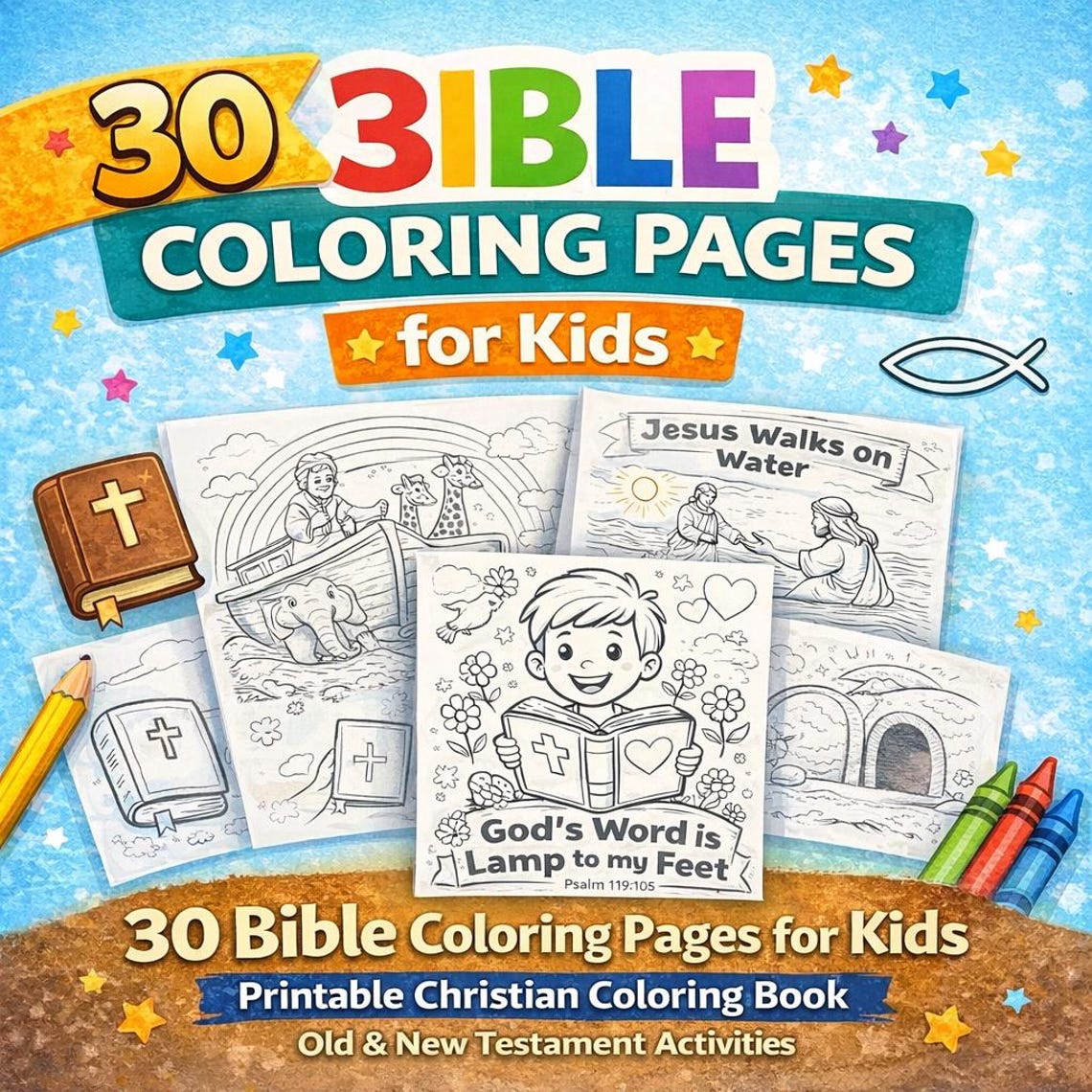 30 Bible Coloring Pages for Kids | Printable Christian Coloring Book ...