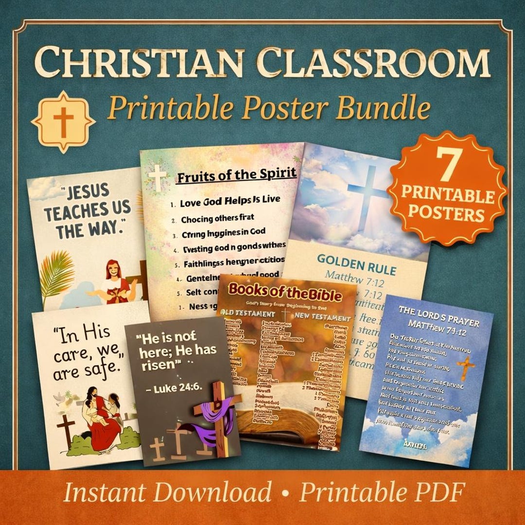 Christian Classroom Poster Bundle | Sunday School Decor (instant ...
