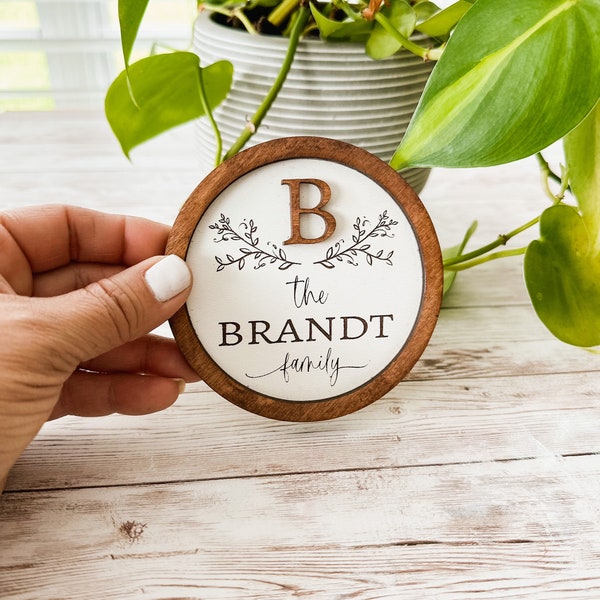 Mini Custom Family Name Sign, Tiered Tray Small Personalized Sign, Farmhouse Style Mini Sign, Last Name Mini Sign, Realtor closing gift