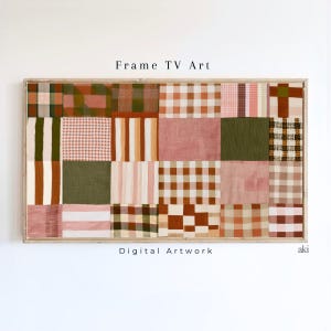 Herbst Patchwork Bilderrahmen TV Art | Cozycore Cottage Textilmalerei | Grandmillennial Dekor | Ernte Wand Kunst (Digitaler Download)