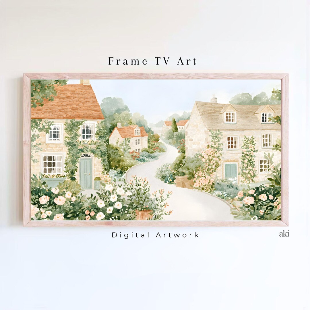 Cottagecore Floral Countryside Village Landscape Frame TV Art ...