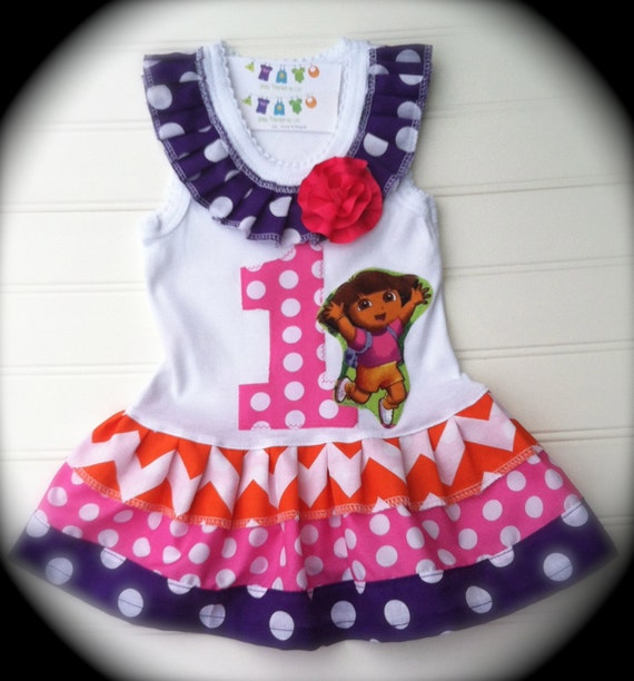 Items similar to Custom Boutique Number Dress Birthday Dress Chevron