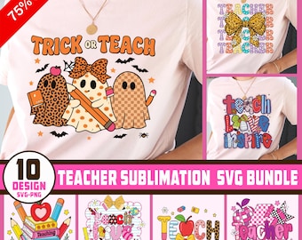 Teacher PNG Bundle, Boho Teacher PNG, teacher appreciation, back to school, rainbow teacher life sublimation, Teacher Shirt Designs, Digital