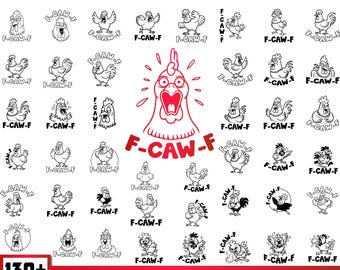 Funny Screaming Chicken PNG SVG Bundle, Meme Clipart
