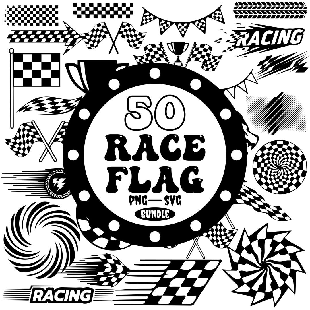 50 Racing Flags Race Flag SVG PNG Bundle: 50 Checkered Racing Flags (instant Download ...