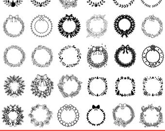 Christmas Wreaths SVG Bundle, Floral Wreath Designs (50 PNG & SVG)