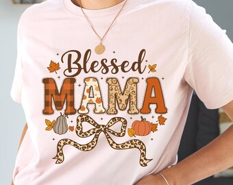 Tacksam mamma PNG SVG, Leopard, Retro Varsity, Thanksgiving-skjortadesign