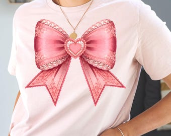 Coquette noeud coeur PNG, design Saint-Valentin (téléchargement numérique)