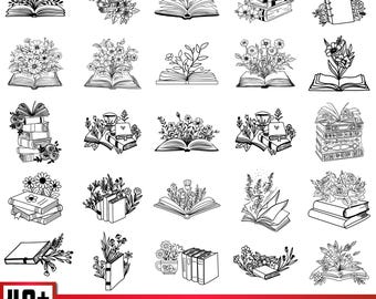 Floral Book SVG Bundle | Reading Clipart for Cricut & Silhouette