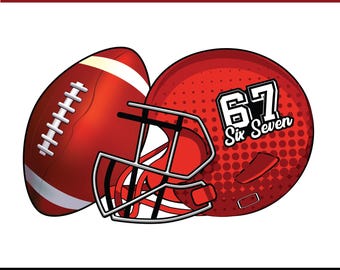 Six Seven Football Helmet Design, Sports Sublimation (PNG SVG)