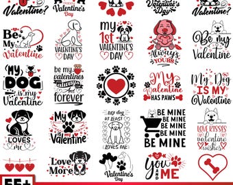 Dog Valentine SVG PNG Bundle, Puppy Clipart (Digital Download)