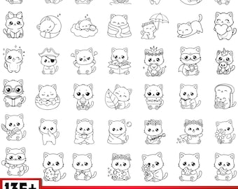 Kawaii Cat Clipart | Animal Friends PNG SVG Bundle (Digital Download)