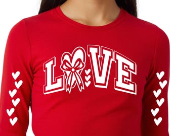 Love Bow SVG, Valentine's Day Shirt Design, Coquette Sleeve (PNG, AI)