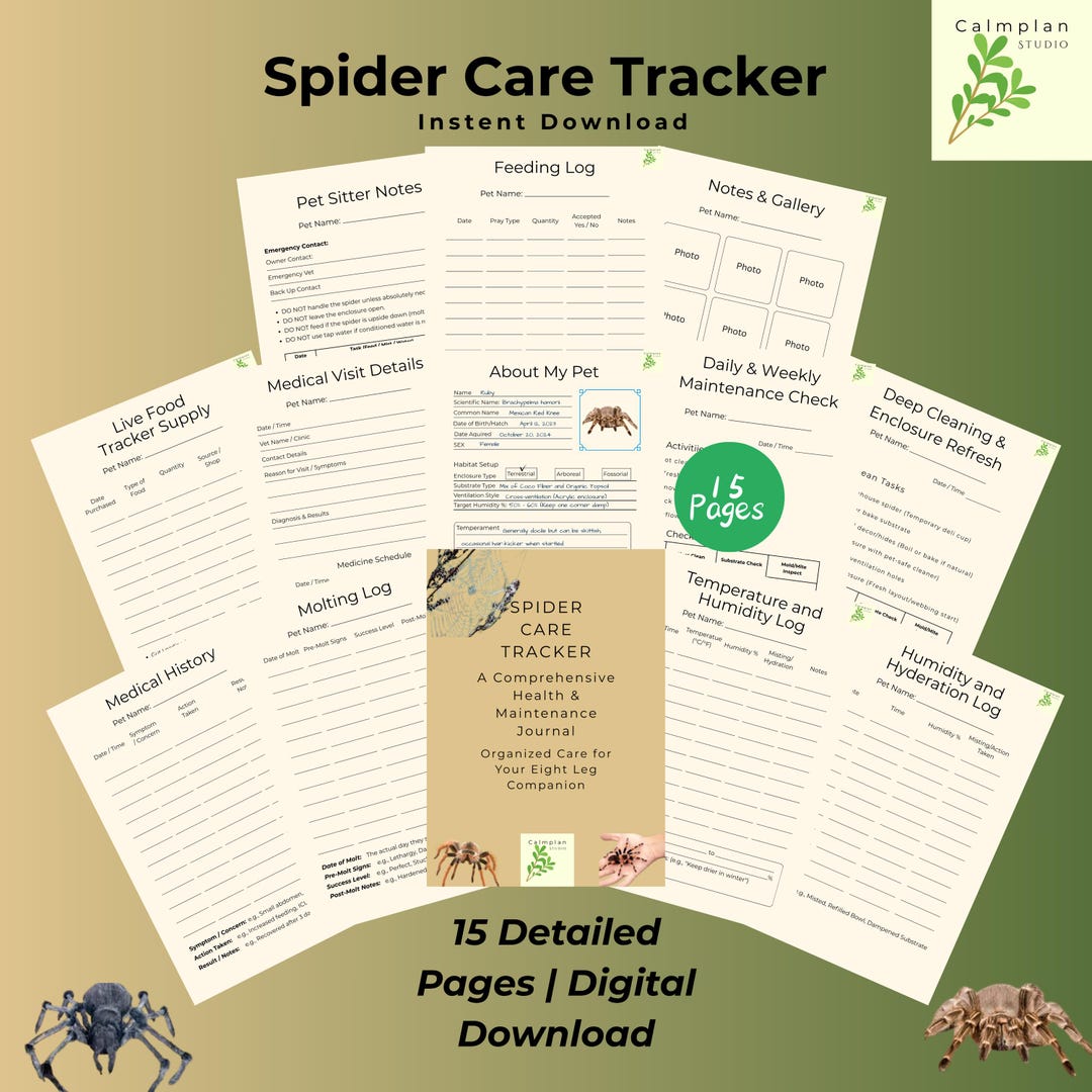 Spider Care Planner | Tarantula, Jumping Spider Health Tracker (digital ...