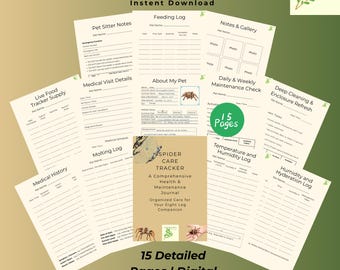 Spider Care Planner | Tarantula, Jumping Spider Health Tracker (Digital Download)