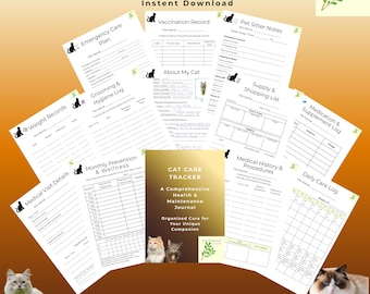 Cat Care Tracker PDF | Kitten Vaccination, Health, Daily Log (Instant Download)