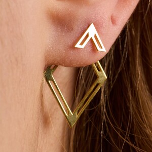 Pendientes colgantes geométricos con forma de diamante, diseño de cometa abierta, colgantes modernos de oro, pendientes angulares minimalistas, pendientes ligeros