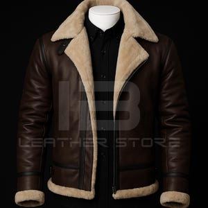 Leon Bomber Jacket, Resident Evil 4 B3 Shearling Coat, Christmas Costume Leather Jacket image 3