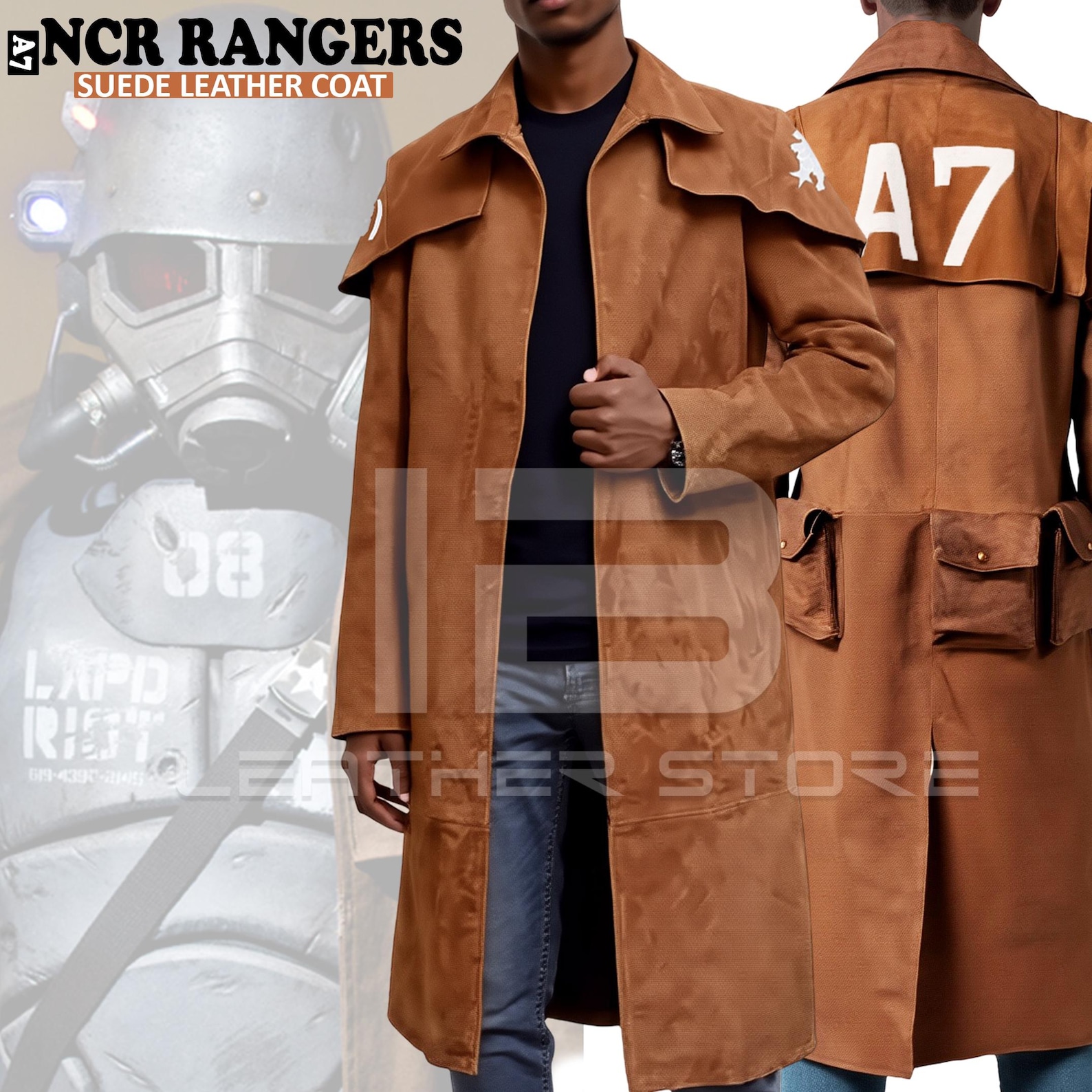 NCR Ranger Suede Leather Trench Coat: Post Apocalyptic Cosplay - Etsy