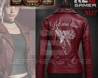 Chaqueta de cuero de Veronica Claire Redfield de RE Code - Chaqueta de motociclista color burdeos de Resident Evil 2 para gamers