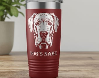 Personalized Great Dane Dog - Engraved Stainless Steel Tumbler, Custom Pet Gift, Dog Lover Cup, Unique Gift for Him Her, Travel Mug