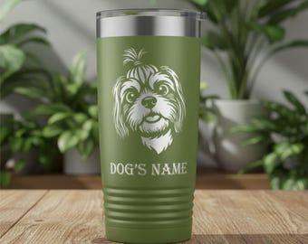 Personalized Shih Tzu Dog - Engraved Stainless Steel Tumbler, Custom Dog Gift, Pet Lover Travel Mug, Dog Mom Dad Present