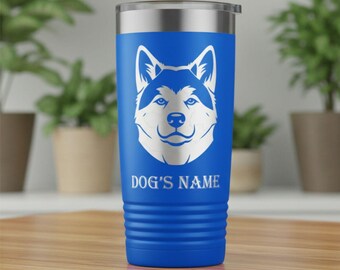Personalized American Akita Dog - Engraved Stainless Steel Tumbler, Custom Dog Lover Gift, Pet Memorial Mug, Travel Cup for Dog Owners