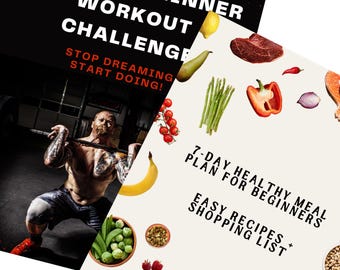 7-Day Beginner Home Workout & Healthy Meal Plan Bundle (Digital PDF)