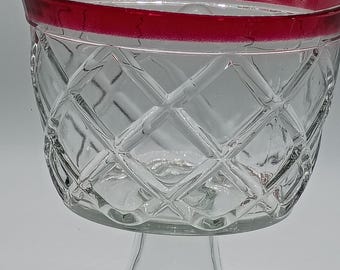 Vintage Indiana Glass Ruby Band trifle bowl