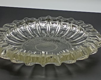 Vintage Large 10" Clear Pressed Glass Ashtray