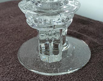 Vintage Fostoria American Clear Glass Double Candlestick Holder