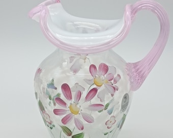 Vintage Fenton Art Glass Hand Painted Pitcher